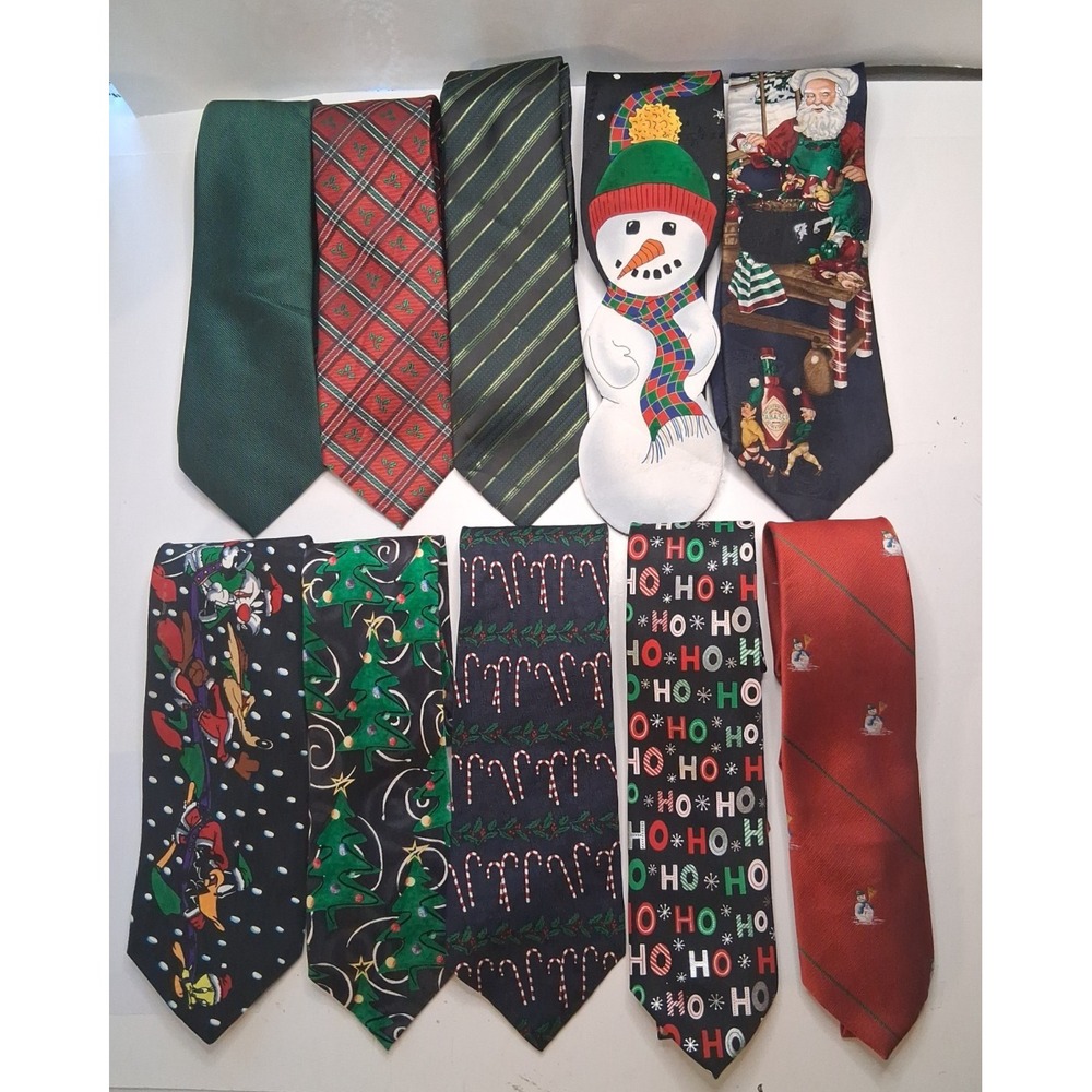 Lot of 10 Men's Christmas Neck Ties Assorted Wang Wembley Hallmark Stock +